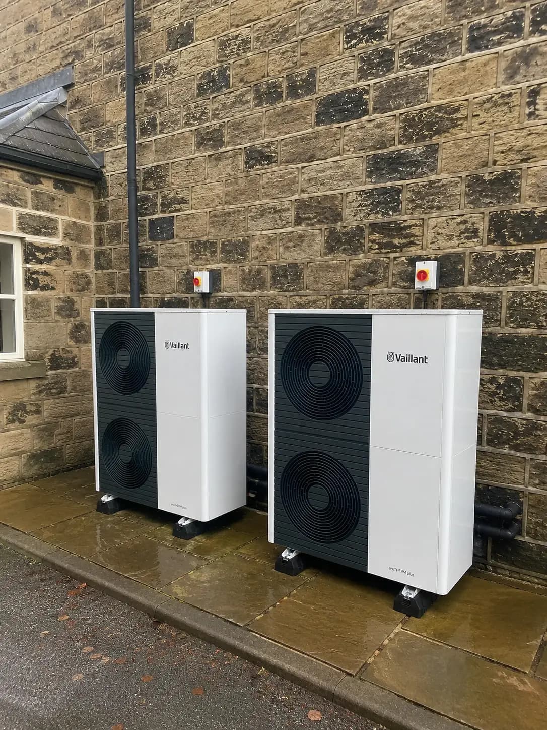 A Vaillant cascade system of two commercial air source heat pumps in South Wales